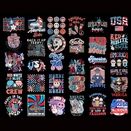 Retro 4th of July SVG PNG Bundle: Patriotic Designs for T-shirts, Mugs, and More