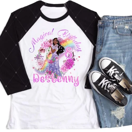 Personalized Isabella Encanto BirthdayGirl Shirt 3/4 Sleeve Raglan