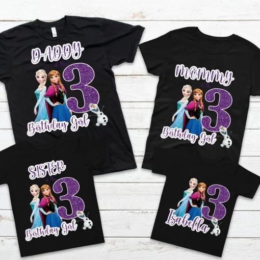 Personalized Frozen Birthday Shirt Elsa and Anna Edition for Birthday Family Matching