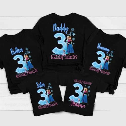 Personalized Frozen Birthday Shirt Elsa Family Edition with Custom Name and Age