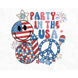 Retro Party in the USA Sublimation PNG Digital File