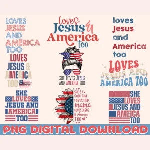 "She Loves Jesus And America Too" Patriotic Tee - Red, White, and Blue Design