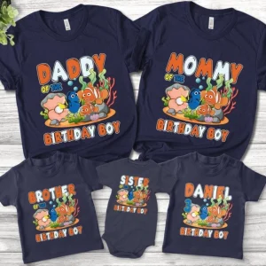 Personalized Finding Nemo Family Matching Shirts Perfect for 1st Birthday Celebration