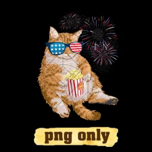 Feline Patriotism: Meowica Merica Men 4th of July Cat Flag PNG