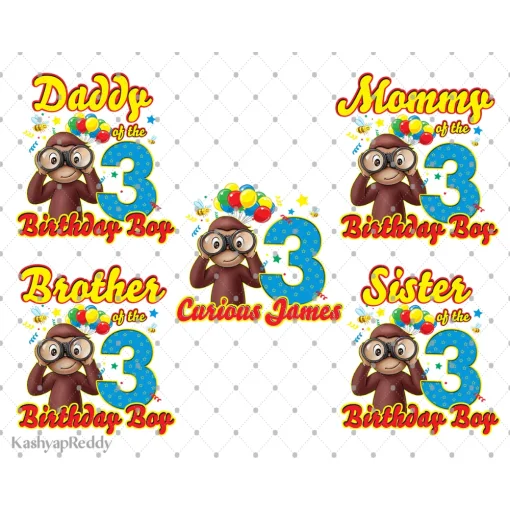 Curious George: Happy 3rd Birthday James! Digital File