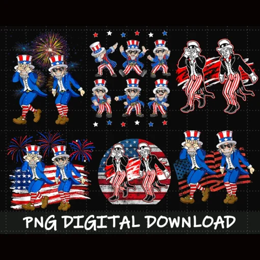 Uncle Sam Griddy Dance 4th of July Independence Day Patriotic PNG