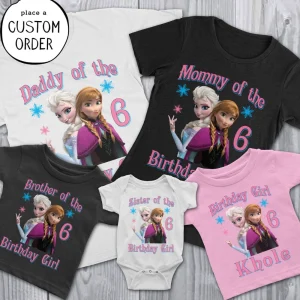 Personalized Frozen Elsa and Anna Birthday Shirt Perfect for Frozen Family Celebrations