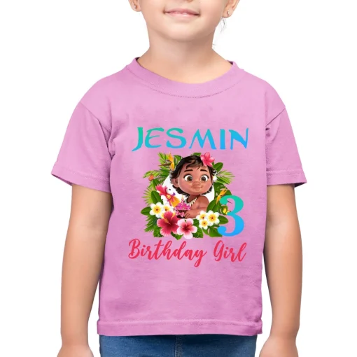 Personalized Baby Moana Birthday Girl Shirt Flower Matching