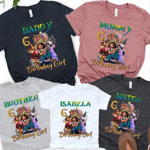 Personalized Birthday Shirt Party Supplies with Encanto Theme Cake Topper Invitation