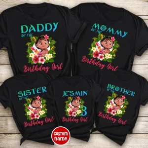Personalized Baby Moana Birthday Girl Shirt Flower Matching
