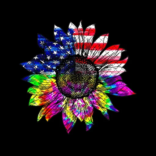 Tie Dye Patronic American Flag Sunflower 4th Of July Graphic Png Digital Instand Download File Print