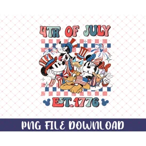 4th of July Disney Vacation: Mickey and Friends Patriotic PNG File