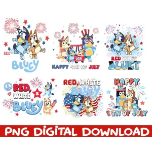 Blue Character 4th of July Sublimation Design Bundle