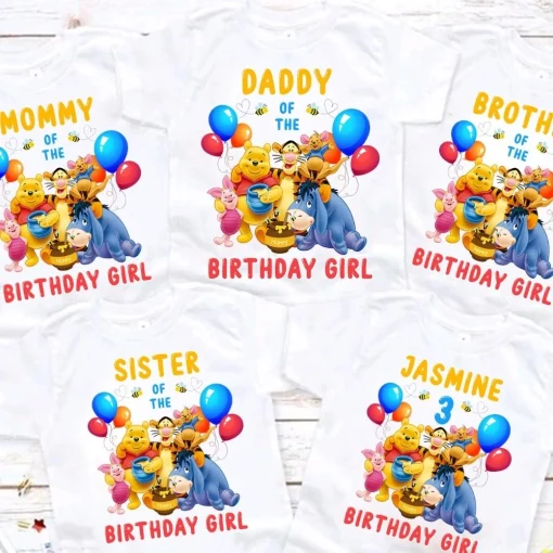 Personalized Winnie The Pooh Birthday Shirt Family Edition for 3rd Birthday Celebrations