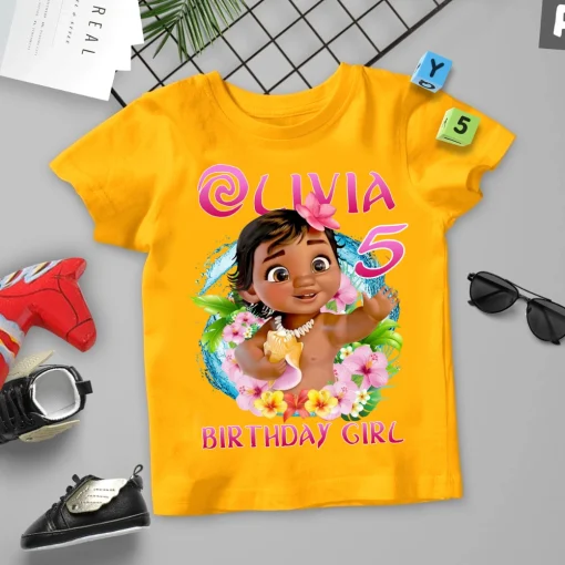 Personalized Moana Birthday Shirt Custom Name And Age For Baby Girl