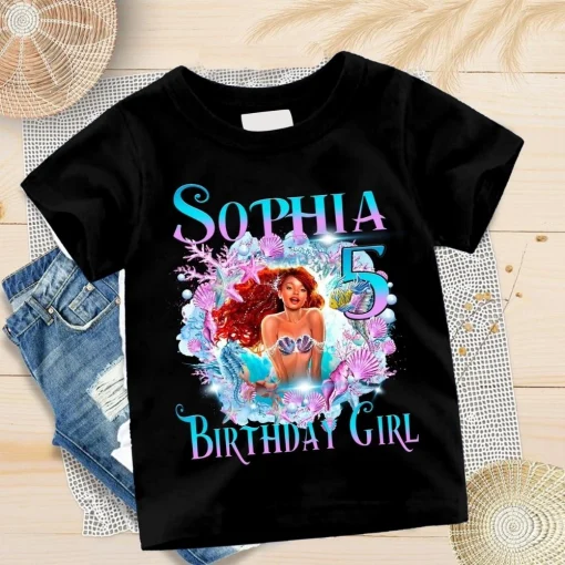 Personalized Black Queen Birthday Shirt Princess Ariel Mermaid Live Action Afro Little Mermaid