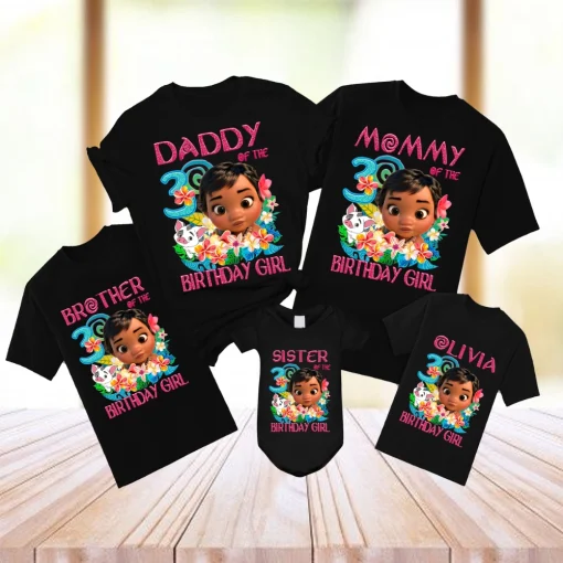 Moana Maui Family Birthday Shirt For 3rd birthday Girls