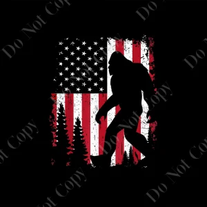 American Flag - Celebration 4th of July Bigfoot PNG - Digital Download