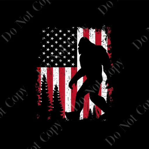 American Flag - Celebration 4th of July Bigfoot PNG - Digital Download