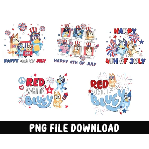 Blue Family And Friends 4th Of July Png Bundle