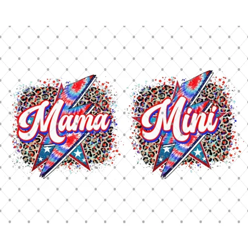 Mama and Mini 4th of July Retro PNG Bundle for Sublimation Printing