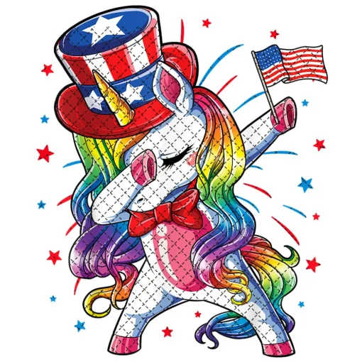 Dabbing Unicorn 4th of July PNG Digital Download