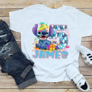 Personalized Stitch Birthday Shirt For 5th Birthday Boys