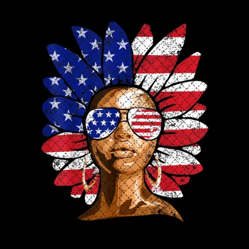 Afro Sunflower African American 4th of July Melanin Gifts PNG File Instant Download