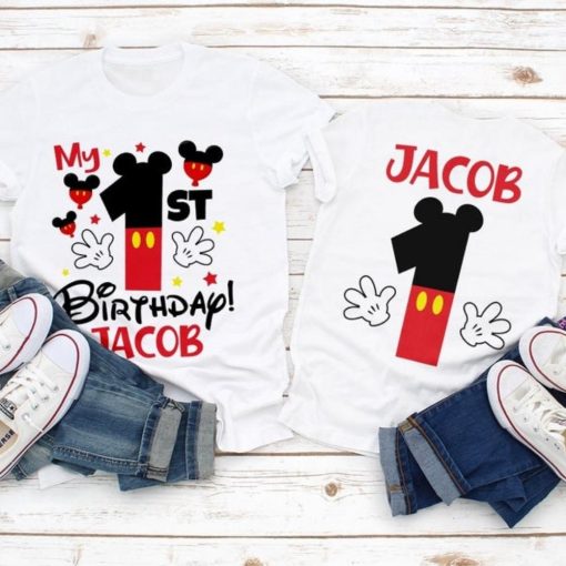 Personalized Mickey Mouse First Birthday Shirt