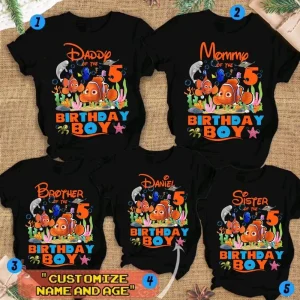Personalized Finding Nemo and Dory Family Shirts Funny Matching Birthday Shirts