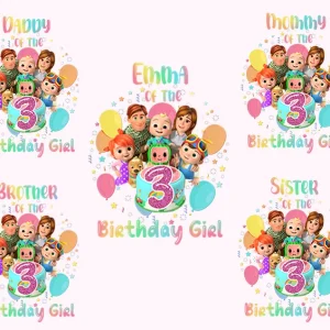 Cocomelon 3rd Birthday Girl Family Digital Files