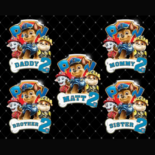 Paw Patrol Family Congratulations Matt 2nd Birthday Boy Digital File