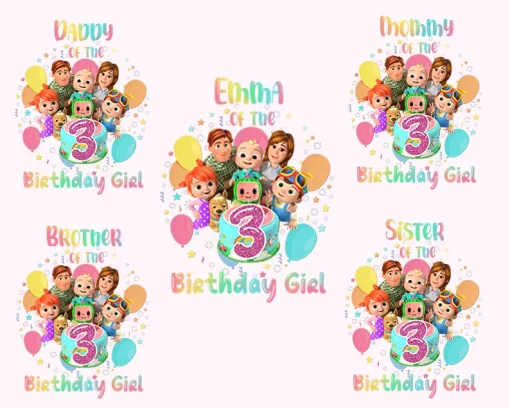 Cocomelon 3rd Birthday Girl Family Digital Files