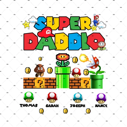 Mario Super Daddio Father's Day PNG Digital File