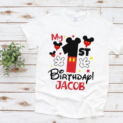 Personalized Mickey Mouse First Birthday Shirt