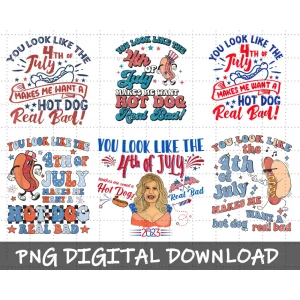 4th of July Fireworks Feast Bundle: You Look Like the Fourth of July - Craving Hot Dogs PNG Pack