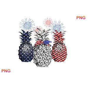 4th Of July American Pineapple Patronic Firework Png Digital Download File Print