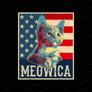 Feline Patriotic Purrfection: Meowica Merica Men USA American Flag PNG for 4th of July