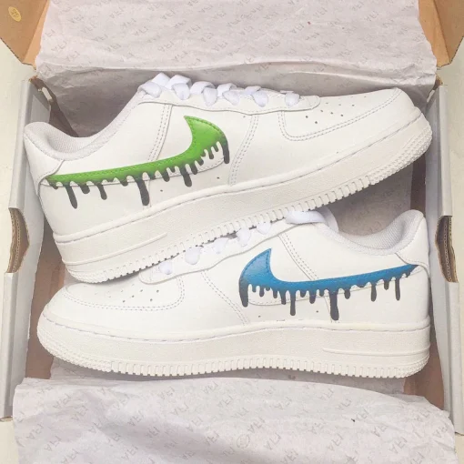 Anime Inspired Billie Eilish Blue and Green Air Force 1 Custom Shoes (1)