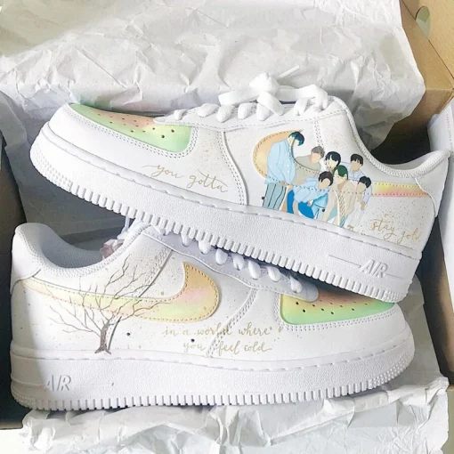 BTS Air Force 1 Custom Shoes with Colorful Silhouette Design (1)