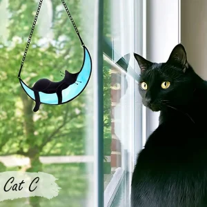 Beautiful Sleeping Cat on the Moon Suncatcher to Remember Your Pet-3