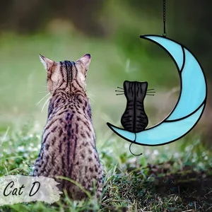 Beautiful Sleeping Cat on the Moon Suncatcher to Remember Your Pet-4