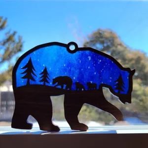 Blue and Gold Mama Bear Sun Catcher A Beautiful Gift for Any Occasion