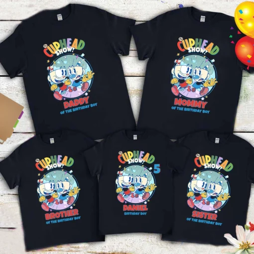 Cuphead Family Birthday Tees with Names 2