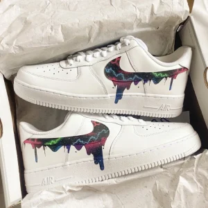 Custom Air Force 1 Shoes with Anime Design and Dark Lightning Drip (1)