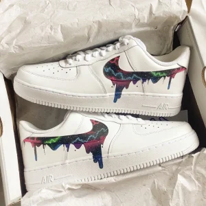 Custom Air Force 1 Shoes with Anime Design and Dark Lightning Drip (2)