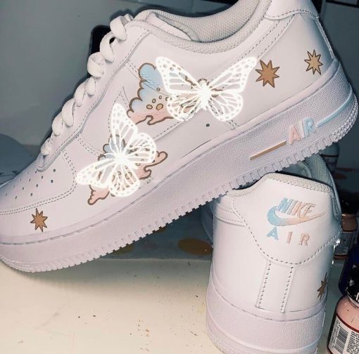 Custom Anime Air Force 1 Shoes with Flying Butterfly Design (1)