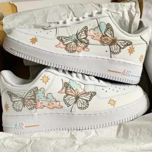Custom Anime Air Force 1 Shoes with Flying Butterfly Design (2)