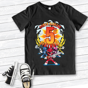 Custom Birthday Kids Tee with Power Rangers 2