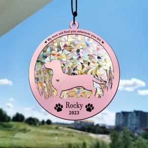 Custom Dog Breed Memorial Stained Glass Anniversary Gift, Pet Memorial, Dog Light Catcher-2